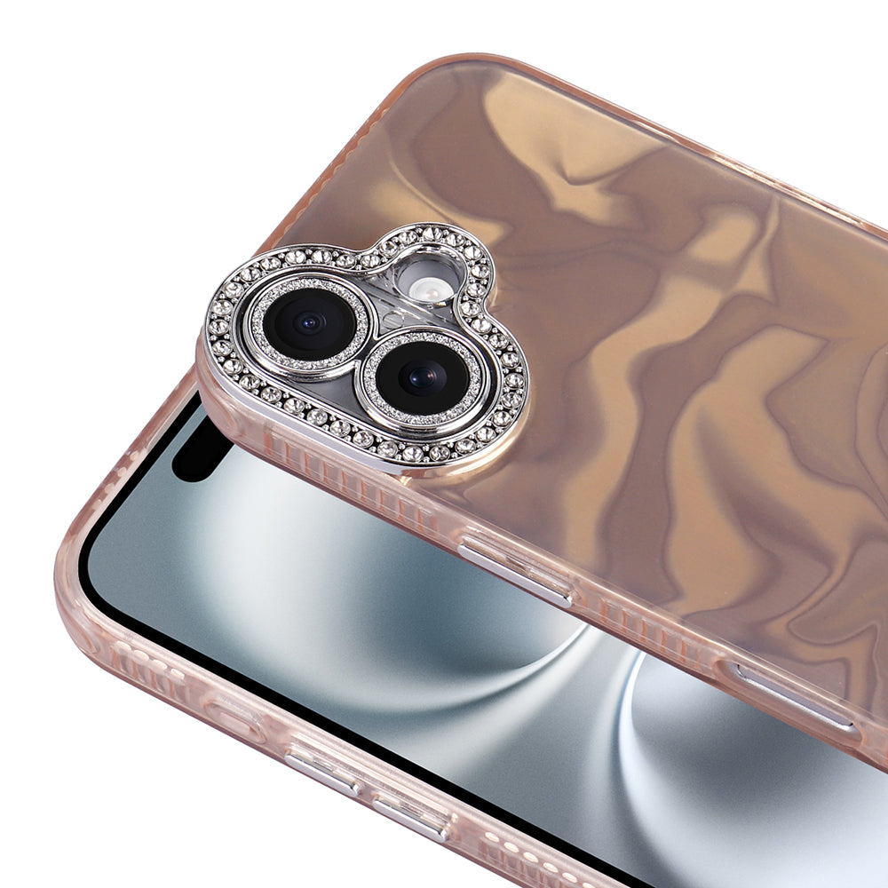 Apple iPhone 16 Plus Kılıf Airbagli Parlak Taş Detay Tasarımlı Zore Esila Kapak Beyaz