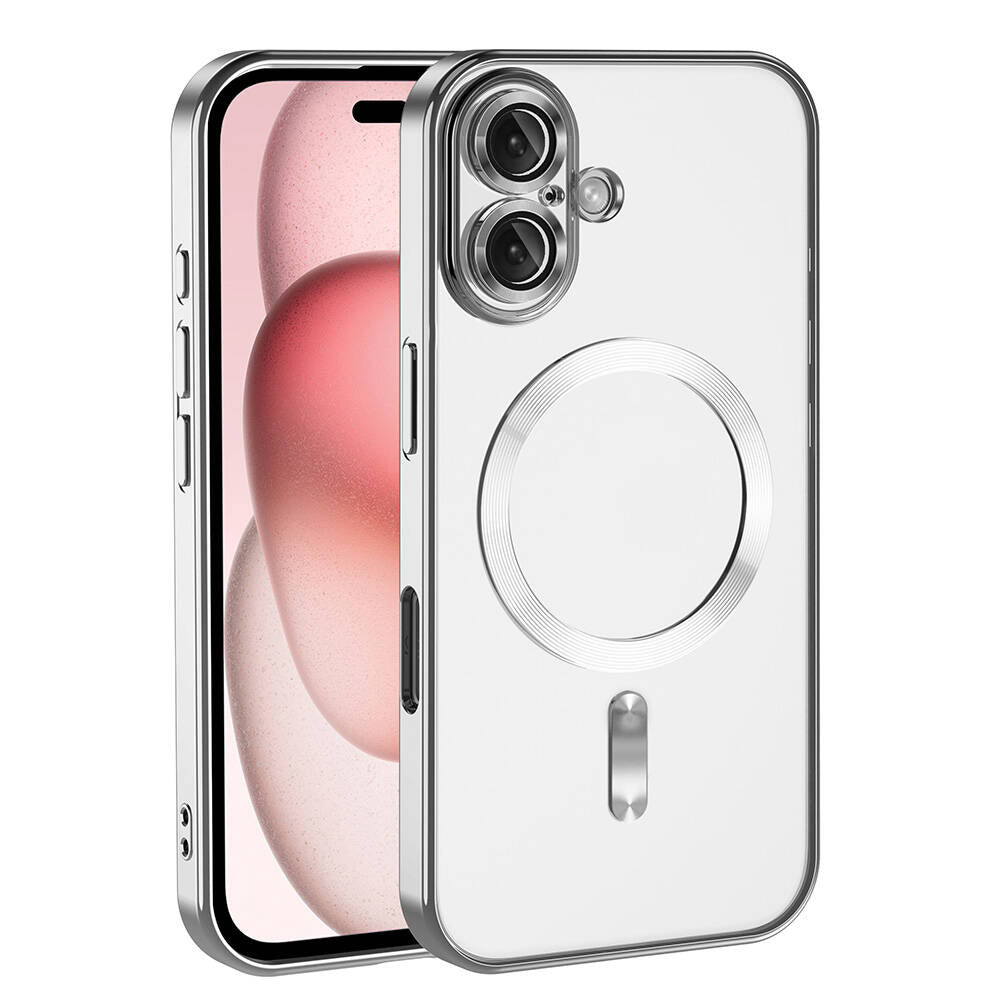 Apple iPhone 16 Plus Kılıf Kamera Korumalı M-safe Wireless Şarj Özellikli Zore Demre Kapak Titanyum