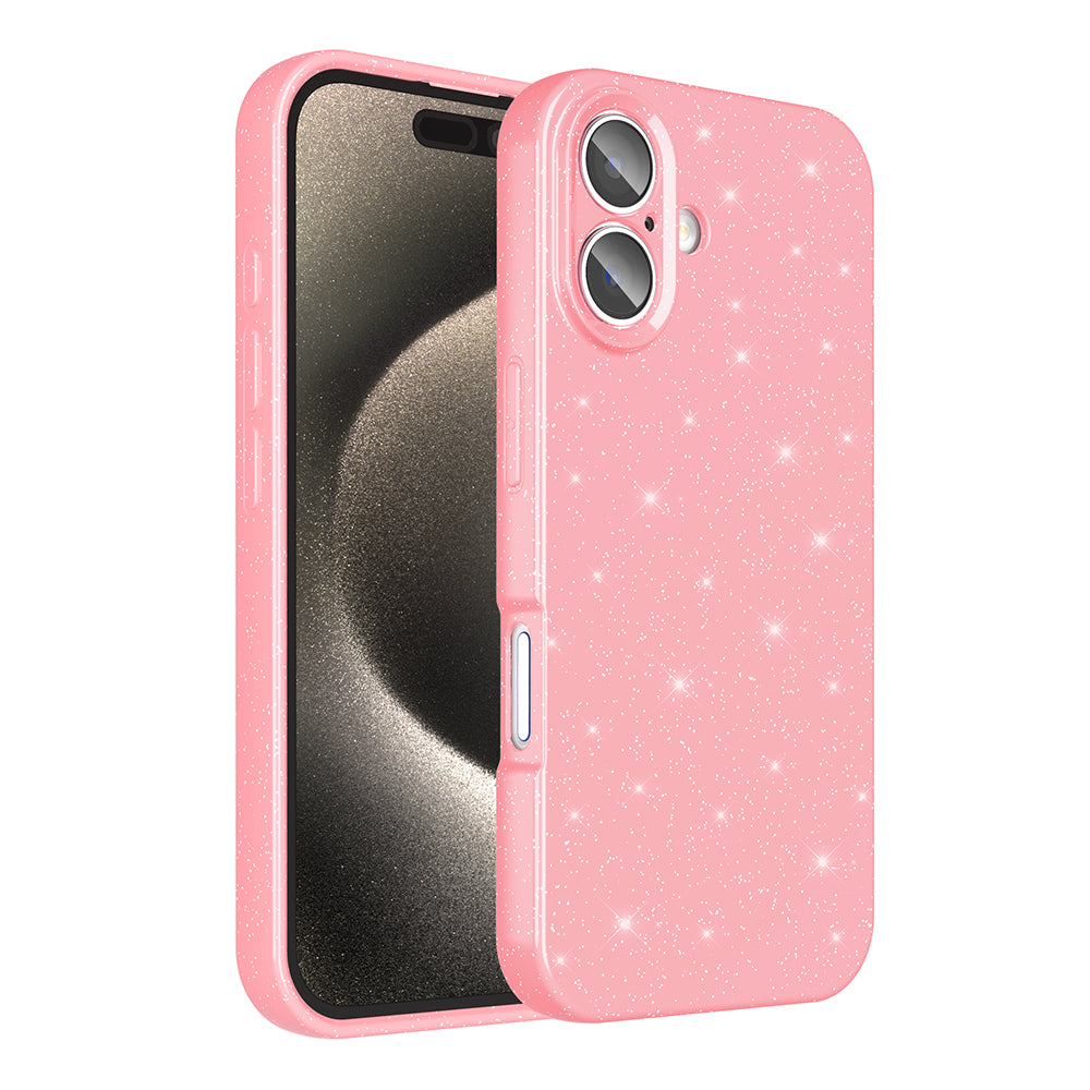Apple iPhone 16 Plus Kılıf Kamera Korumalı Simli Lüks Zore Koton Kapak Açık Pembe