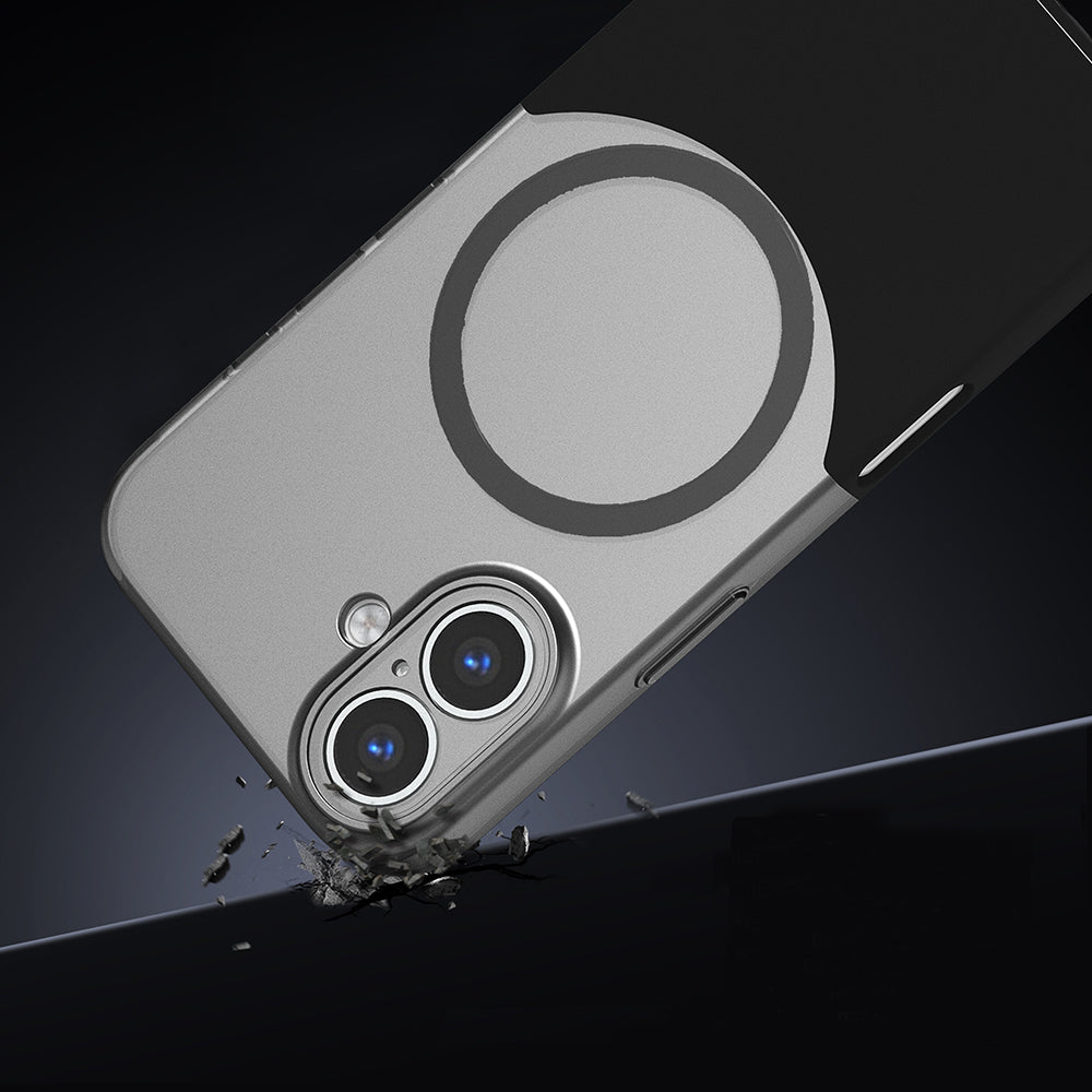 Apple iPhone 16 Plus Kılıf M-Safe Şarj Özellikli Mıknatıslı Zore Duble Kapak Gri