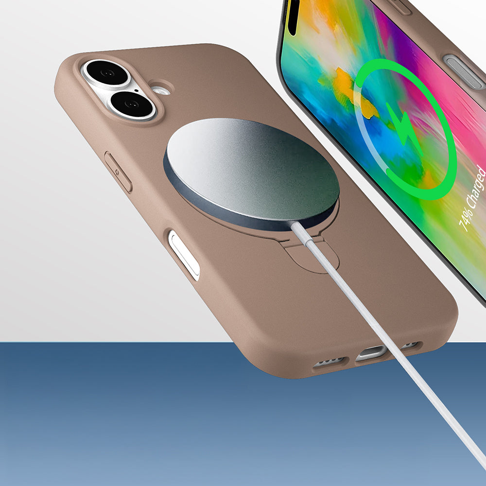 Apple iPhone 16 Plus Kılıf M-safe Şarj Özellikli Standlı Zore Samara Kapak Siyah