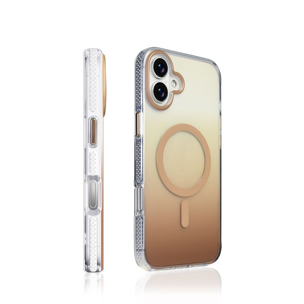 Apple iPhone 16 Plus Kılıf M-safe Şarj Özellikli Transparan Renk Geçişli Zore Toros Kapak Rose Gold