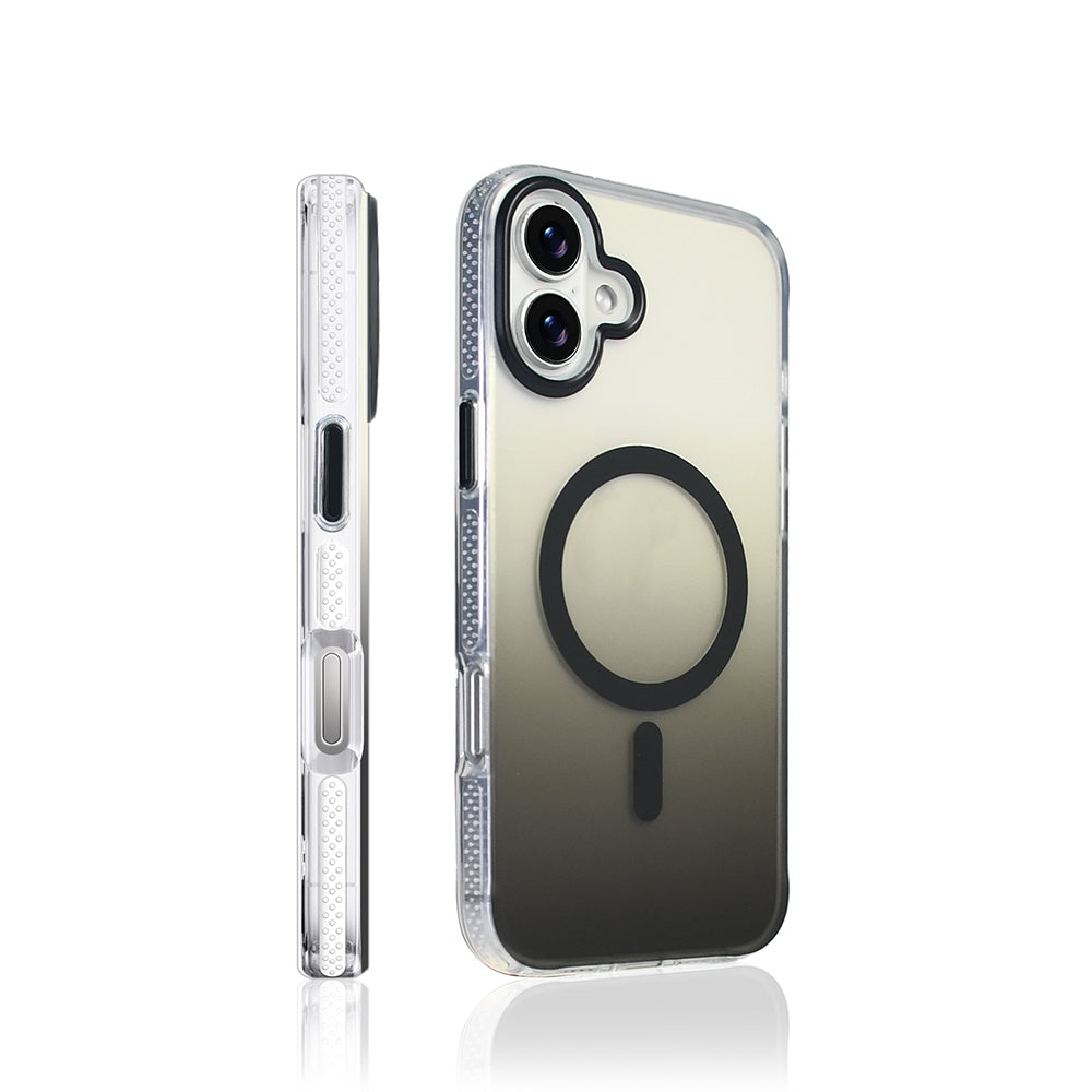 Apple iPhone 16 Plus Kılıf M-safe Şarj Özellikli Transparan Renk Geçişli Zore Toros Kapak Rose Gold