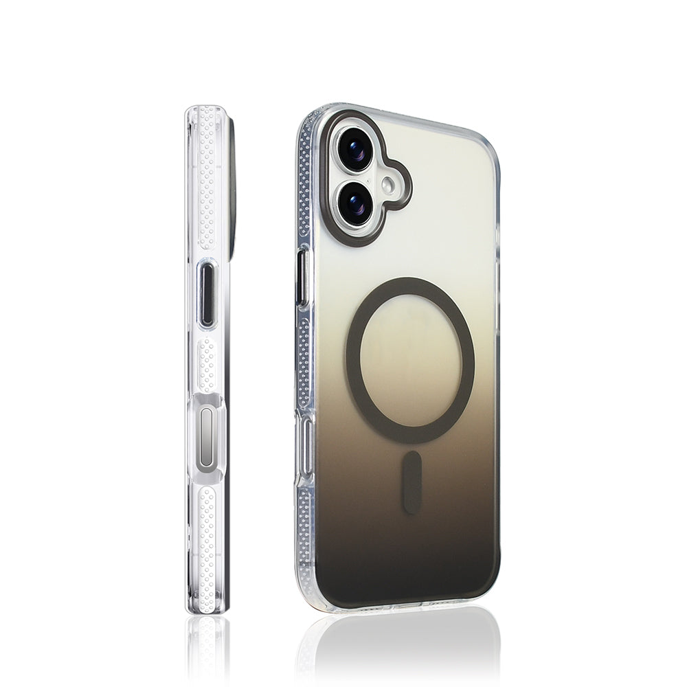 Apple iPhone 16 Plus Kılıf M-safe Şarj Özellikli Transparan Renk Geçişli Zore Toros Kapak Rose Gold