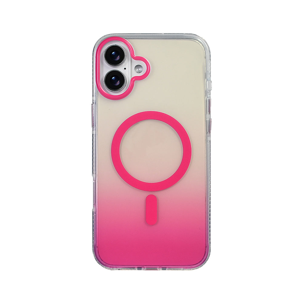 Apple iPhone 16 Plus Kılıf M-safe Şarj Özellikli Transparan Renk Geçişli Zore Toros Kapak Rose Gold
