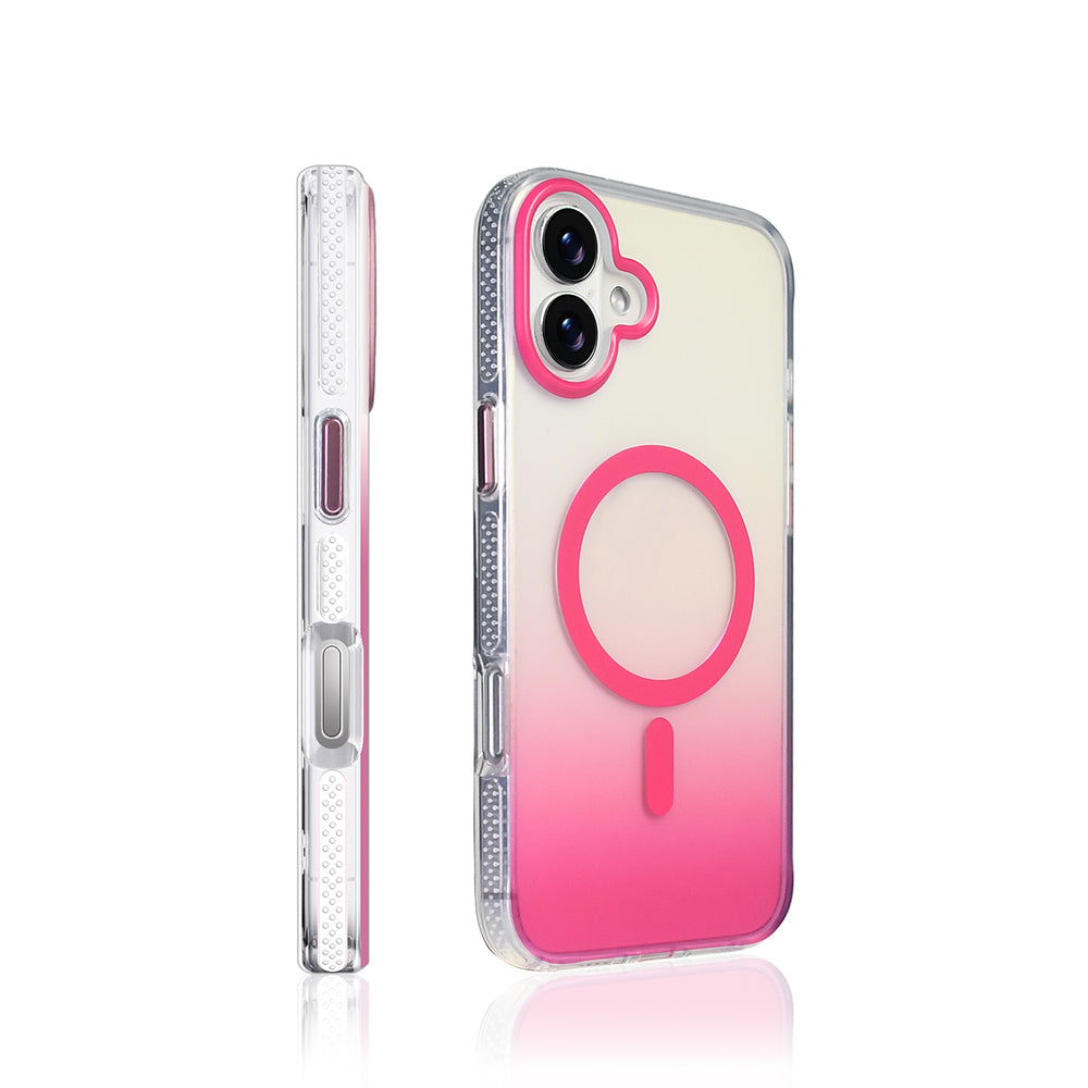 Apple iPhone 16 Plus Kılıf M-safe Şarj Özellikli Transparan Renk Geçişli Zore Toros Kapak Rose Gold