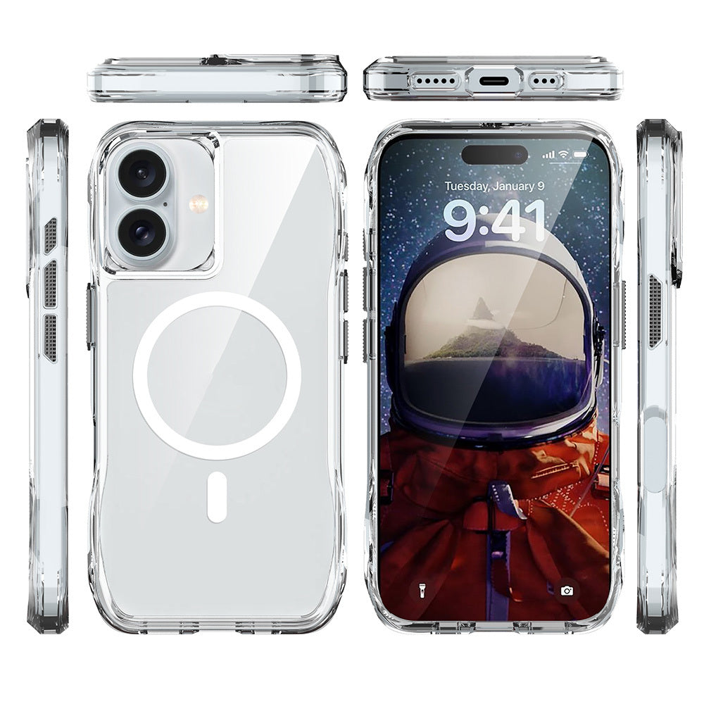 Apple iPhone 16 Plus Kılıf M-safe Şarj Özellikli Airbagli Şeffaf Zore İncek Kapak Şeffaf