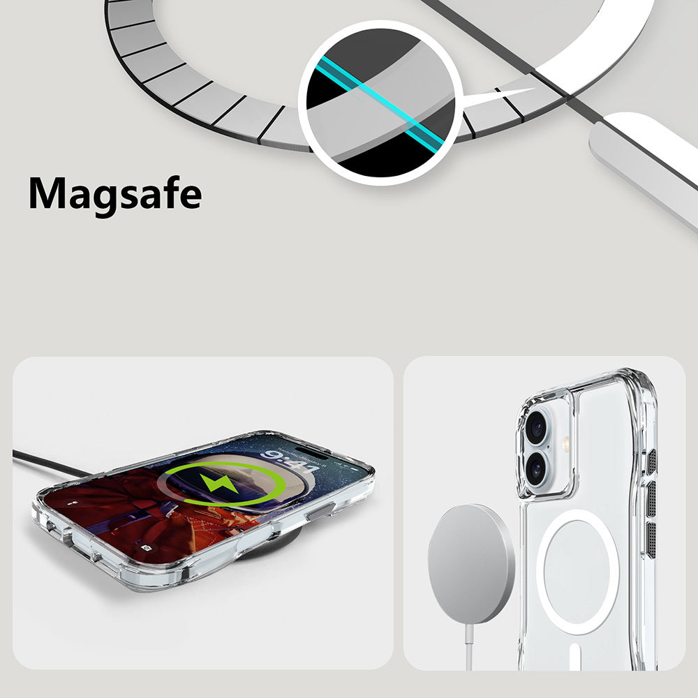 Apple iPhone 16 Plus Kılıf M-safe Şarj Özellikli Airbagli Şeffaf Zore İncek Kapak Şeffaf