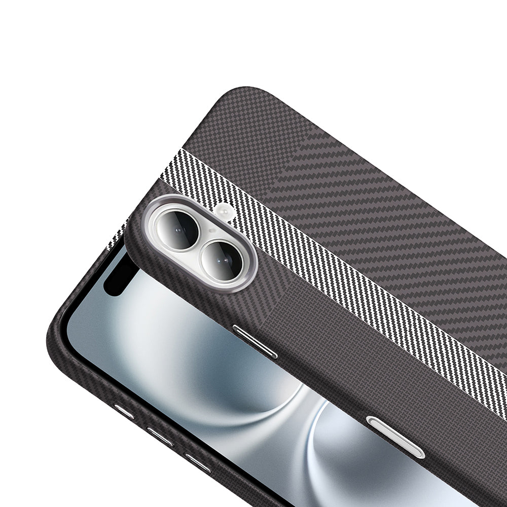 Apple iPhone 16 Plus Kılıf M-safe Şarj Özellikli Karbon Fiber Görünümlü Zore Gros Kapak Lacivert
