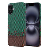 Apple iPhone 16 Plus Kılıf M-safe Şarj Özellikli Karbon Fiber Görünümlü Zore Nekst Kapak Yeşil
