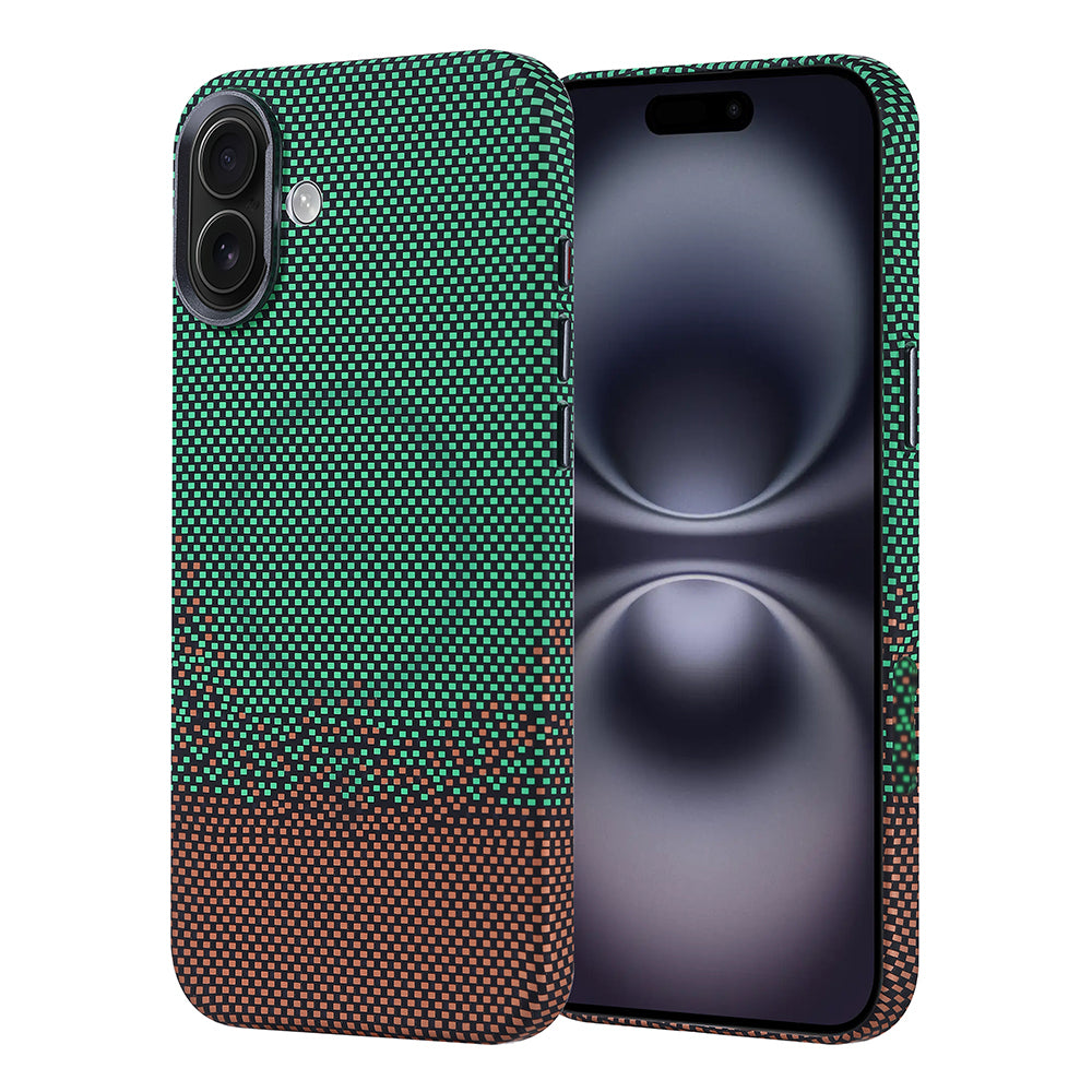 Apple iPhone 16 Plus Kılıf M-safe Şarj Özellikli Karbon Fiber Görünümlü Zore Nekst Kapak Yeşil