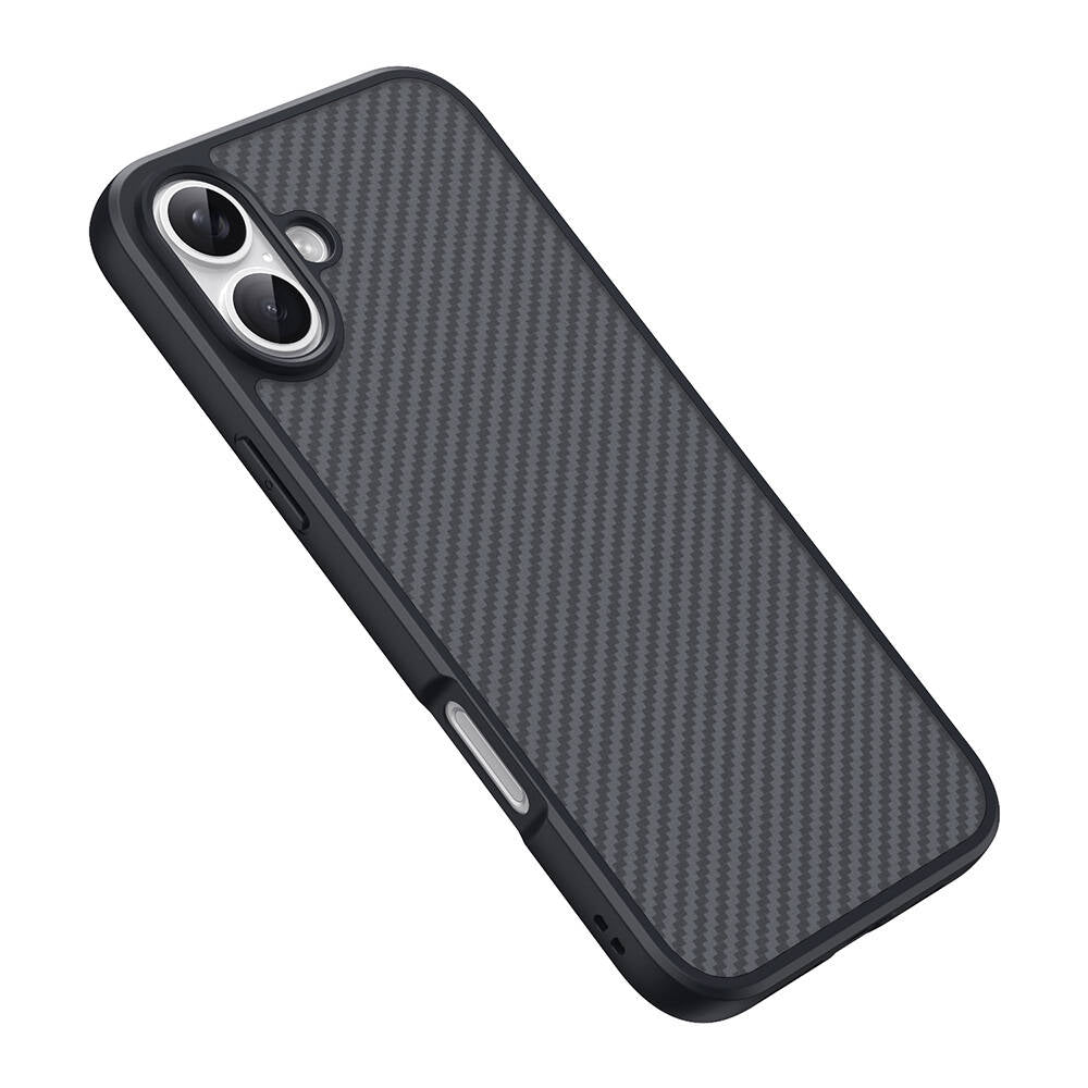 Apple iPhone 16 Plus Kılıf M-safe Şarj Özellikli Karbon Fiber Tasarımlı Zore Elnino Kapak Siyah