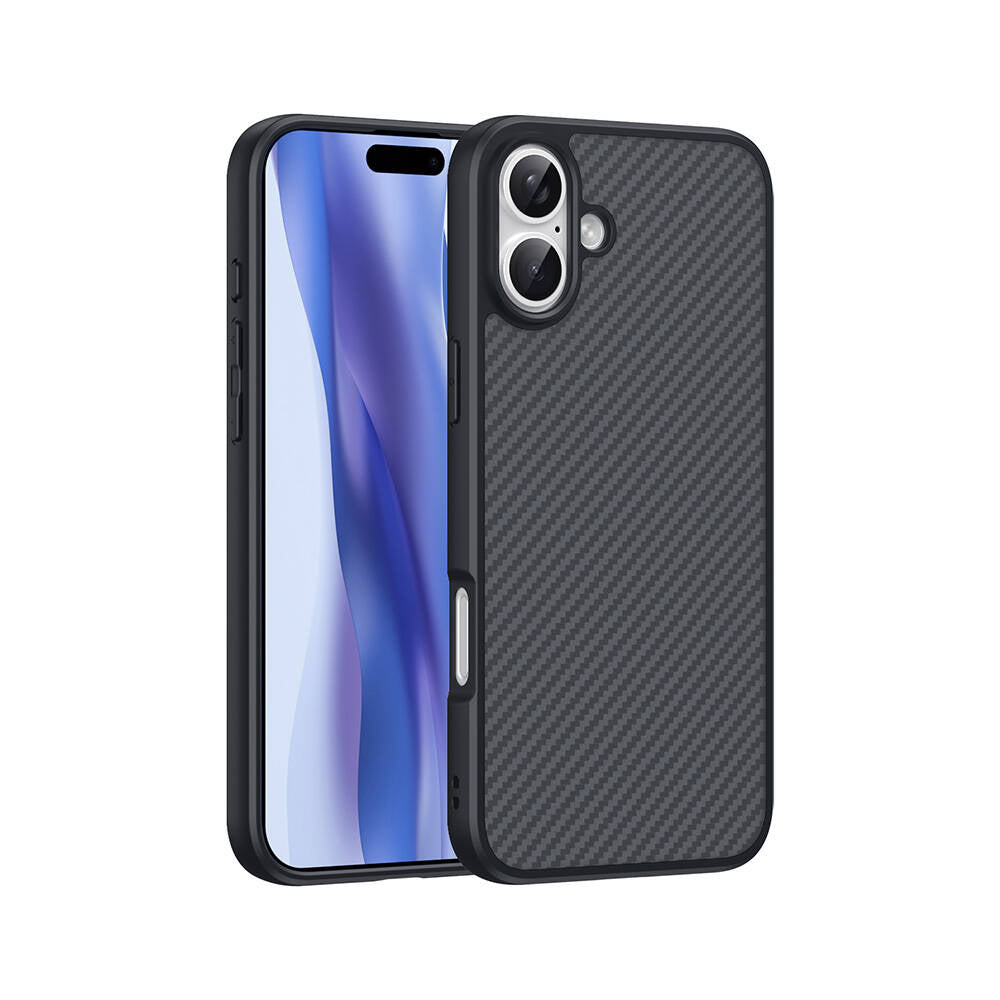 Apple iPhone 16 Plus Kılıf M-safe Şarj Özellikli Karbon Fiber Tasarımlı Zore Elnino Kapak Siyah