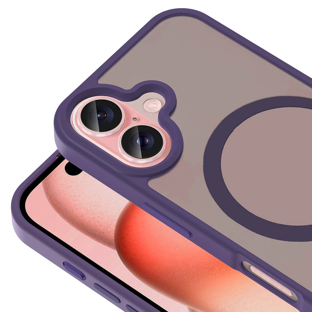 Apple iPhone 16 Plus Kılıf M-safe Şarj Özellikli Mat Arka Yüzey Zore Sio Kapak Rose Brown