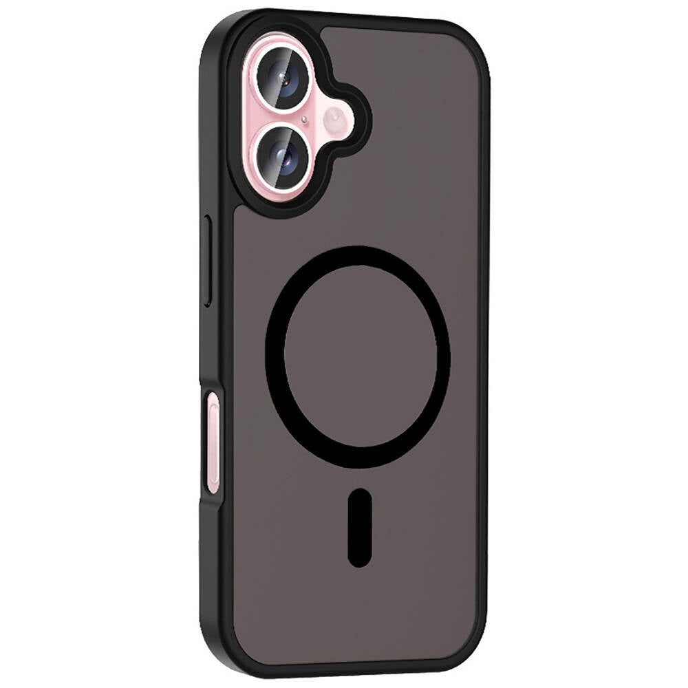 Apple iPhone 16 Plus Kılıf M-safe Şarj Özellikli Mat Arka Yüzey Zore Sio Kapak Rose Brown