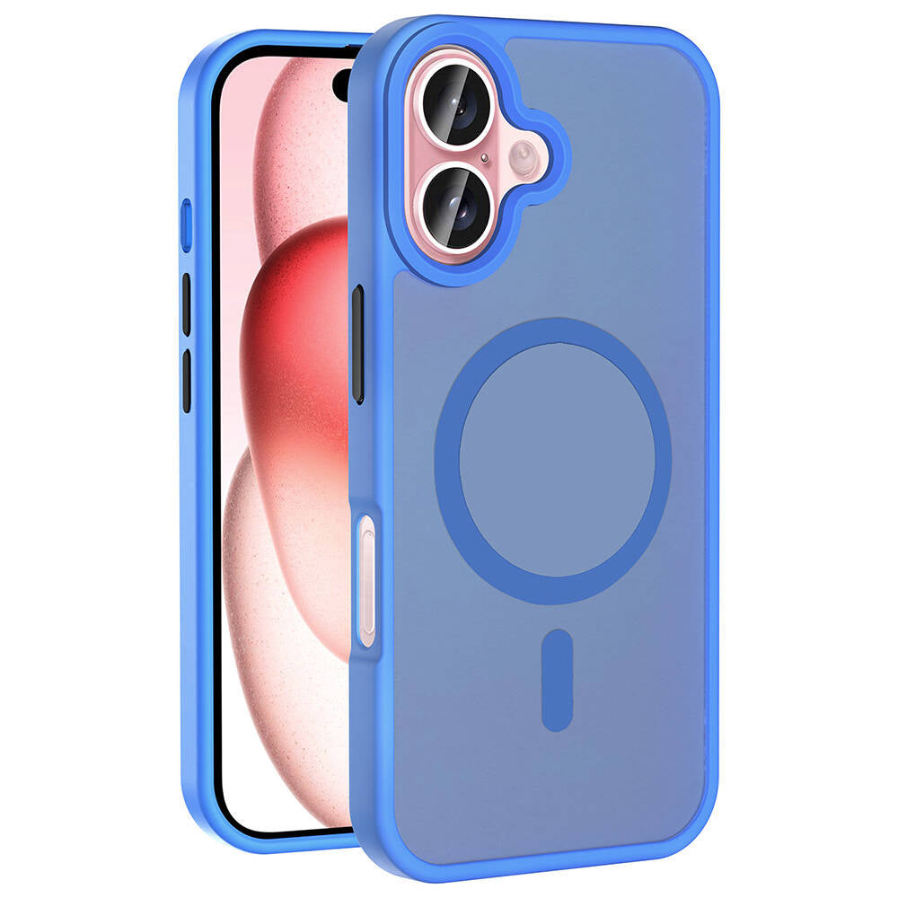 Apple iPhone 16 Plus Kılıf M-safe Şarj Özellikli Mat Arka Yüzey Zore Sio Kapak Rose Brown