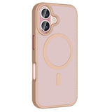 Apple iPhone 16 Plus Kılıf M-safe Şarj Özellikli Mat Arka Yüzey Zore Sio Kapak Rose Brown