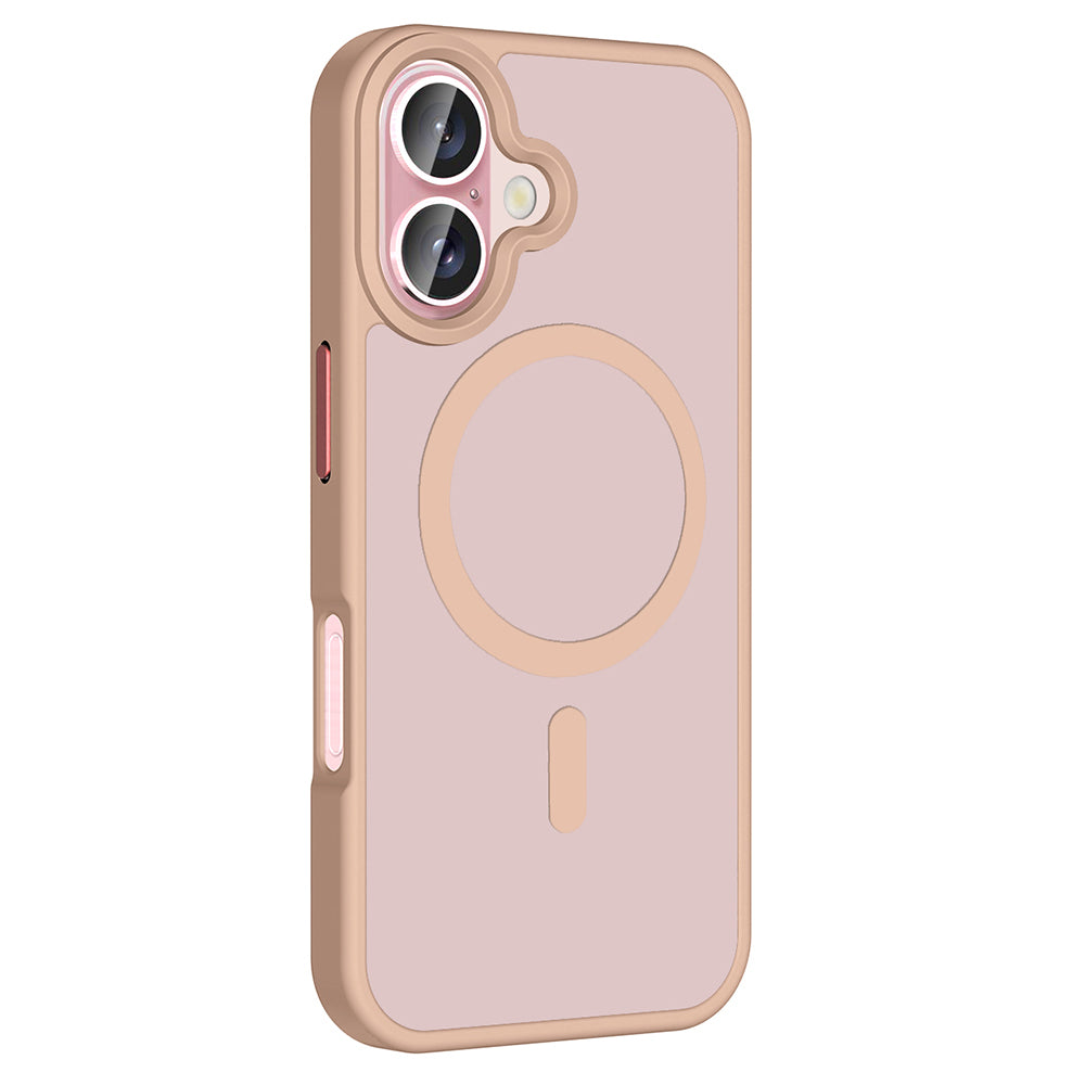 Apple iPhone 16 Plus Kılıf M-safe Şarj Özellikli Mat Arka Yüzey Zore Sio Kapak Rose Brown