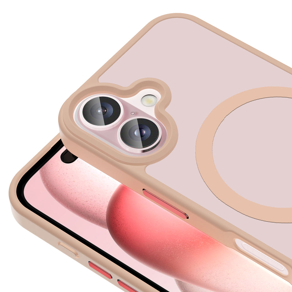 Apple iPhone 16 Plus Kılıf M-safe Şarj Özellikli Mat Arka Yüzey Zore Sio Kapak Rose Brown