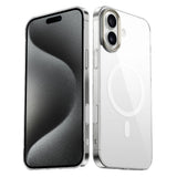 Apple iPhone 16 Plus Kılıf M-safe Şarj Özellikli Şeffaf Cam Arka Yüzey Zore G-Glass Kapak Şeffaf