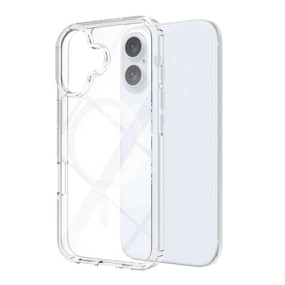 Apple iPhone 16 Plus Kılıf M-safe Şarj Özellikli Şeffaf Sert PC Zore Embos Kapak Şeffaf