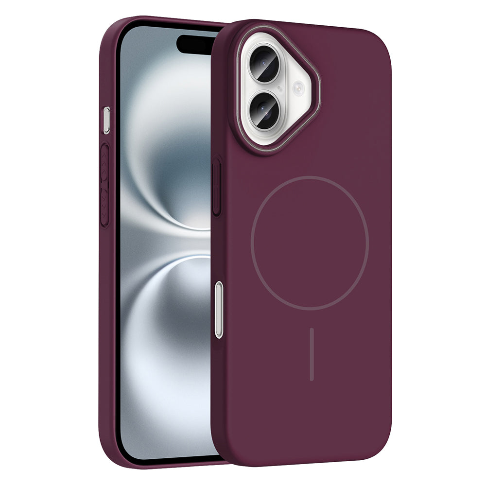 Apple iPhone 16 Plus Kılıf M-safe Şarj Özellikli Zore Ruby Sert Kapak Mürdüm