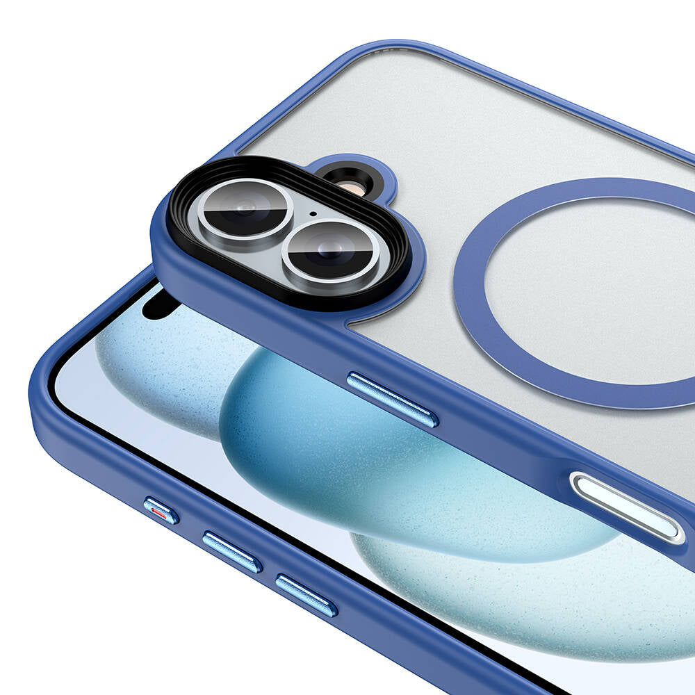 Apple iPhone 16 Plus Kılıf Mat Arka Yüzey Wireless Şarj Özellikli Zore Flet M-safe Kapak Titanyum-Gri