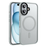 Apple iPhone 16 Plus Kılıf Mat Arka Yüzey Wireless Şarj Özellikli Zore Flet M-safe Kapak Gümüş