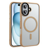 Apple iPhone 16 Plus Kılıf Mat Arka Yüzey Wireless Şarj Özellikli Zore Flet M-safe Kapak Desert Titanyum