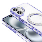 Apple iPhone 16 Plus Kılıf Pırlanta Taş Tasarımlı M-safe Şarj Özellikli Zore Karetta Silikon Kapak Rose Gold