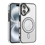 Apple iPhone 16 Plus Kılıf Pırlanta Taş Tasarımlı M-safe Şarj Özellikli Zore Karetta Silikon Kapak Mor
