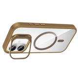 Apple iPhone 16 Plus Kılıf Standlı ve Kamera Lens Hediyeli M-Safe Şarj Özellikli Zore Etro Kapak Pembe