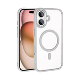 Apple iPhone 16 Plus Kılıf Wireless Şarj Özellikli Zore Krom M-safe Silikon Kapak Gümüş