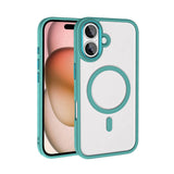 Apple iPhone 16 Plus Kılıf Wireless Şarj Özellikli Zore Krom M-safe Silikon Kapak Yeşil