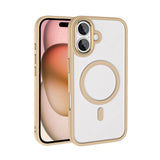 Apple iPhone 16 Plus Kılıf Wireless Şarj Özellikli Zore Krom M-safe Silikon Kapak Gold
