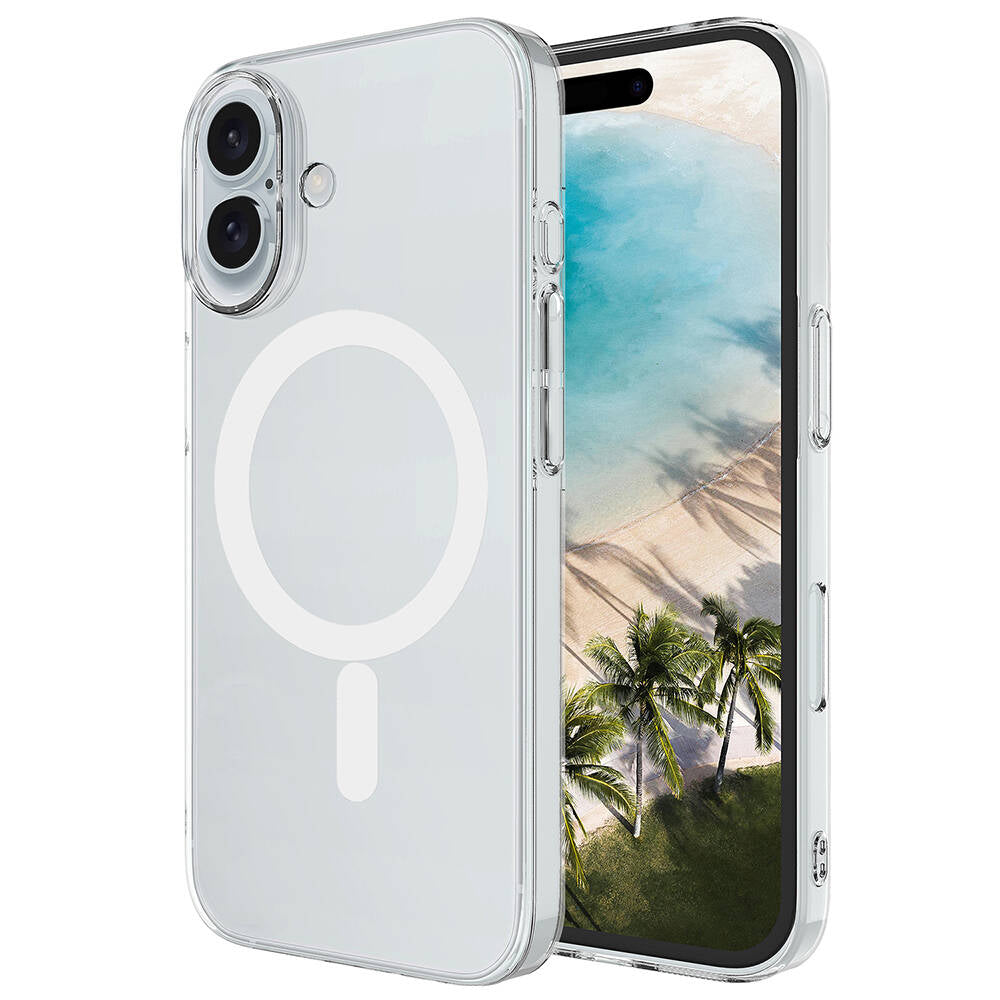 Apple iPhone 16 Plus Kılıf Zore M-safe Şarj Özellikli Şeffaf Tek Kamera Çerçeveli Porto Kapak Şeffaf