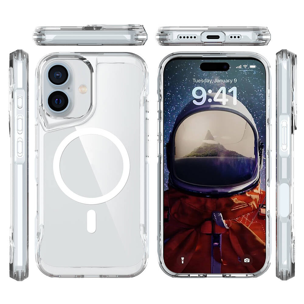 Apple iPhone 16 Plus Kılıf Zore M-safe Şarj Özellikli T-Max M-safe Kapak Şeffaf
