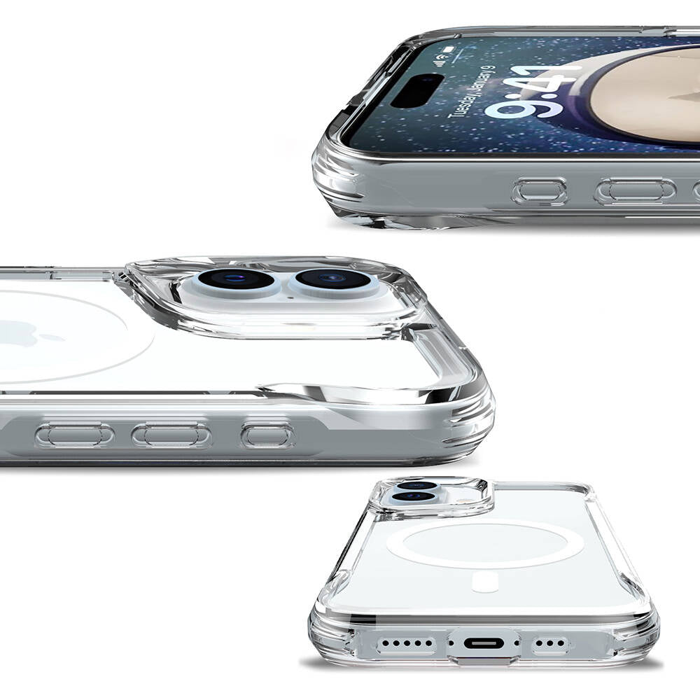 Apple iPhone 16 Plus Kılıf Zore M-safe Şarj Özellikli T-Max M-safe Kapak Şeffaf