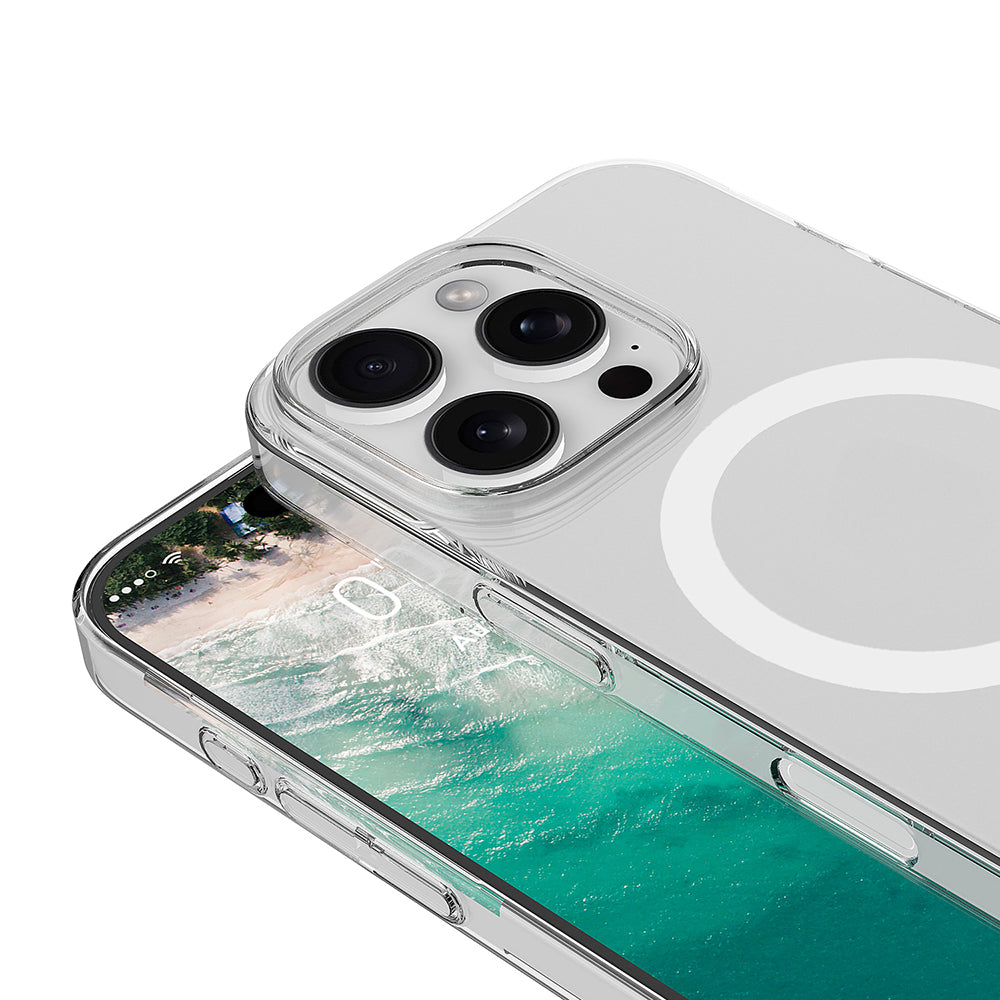 Apple iPhone 16 Pro Kamera Korumalı M-Safe Şarj Özellikli Şeffaf Zore London Sert PC Kapak Şeffaf