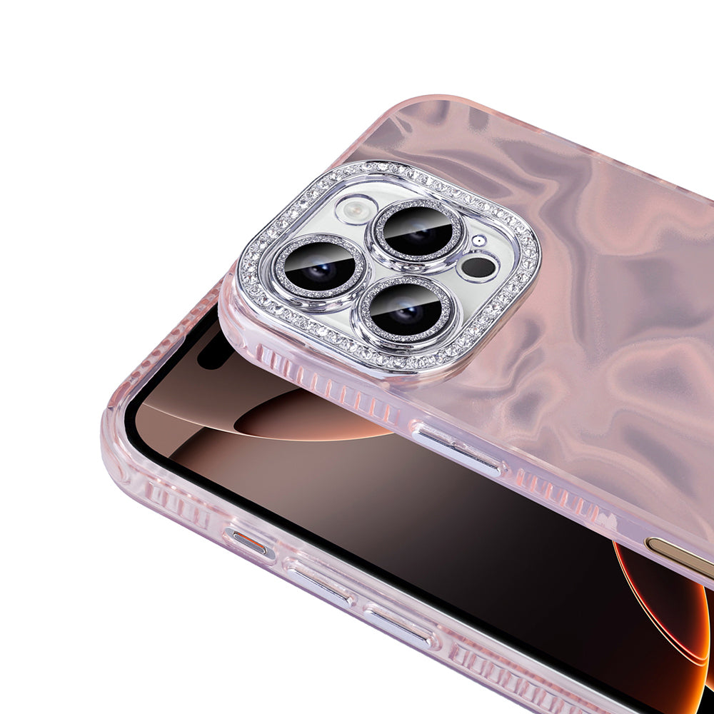 Apple iPhone 16 Pro Kılıf Airbagli Parlak Taş Detay Tasarımlı Zore Esila Kapak Pembe