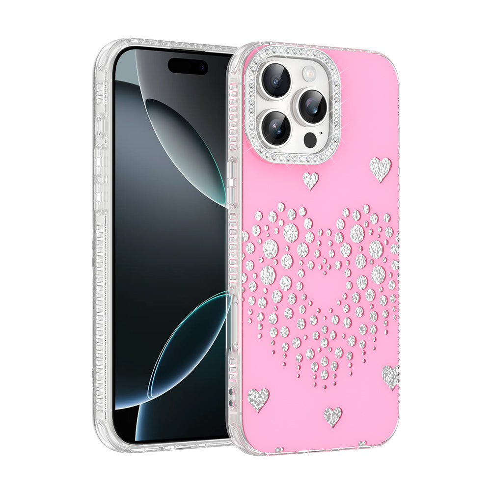 Apple iPhone 16 Pro Kılıf Damla Taşlı Zore Rivas Sert PC Kapak Pembe