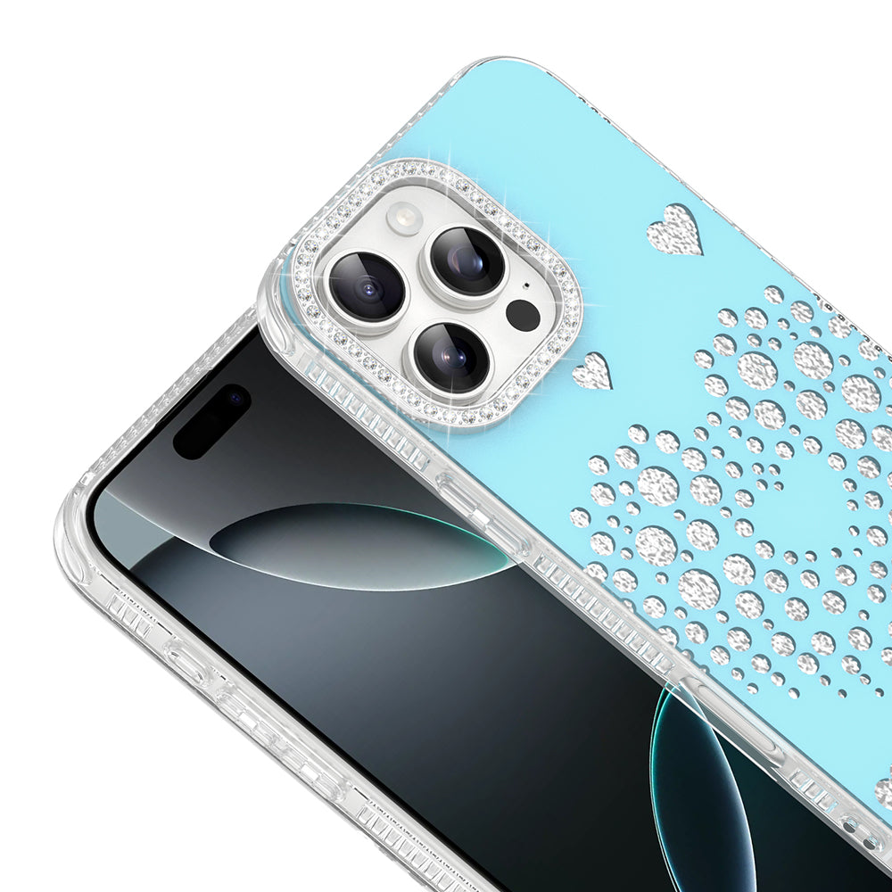 Apple iPhone 16 Pro Kılıf Damla Taşlı Zore Rivas Sert PC Kapak Mavi