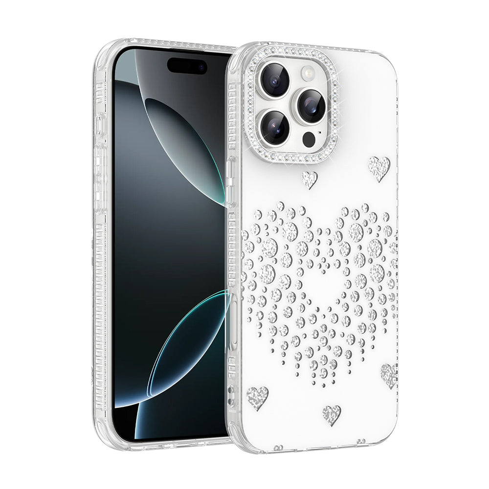 Apple iPhone 16 Pro Kılıf Damla Taşlı Zore Rivas Sert PC Kapak Beyaz
