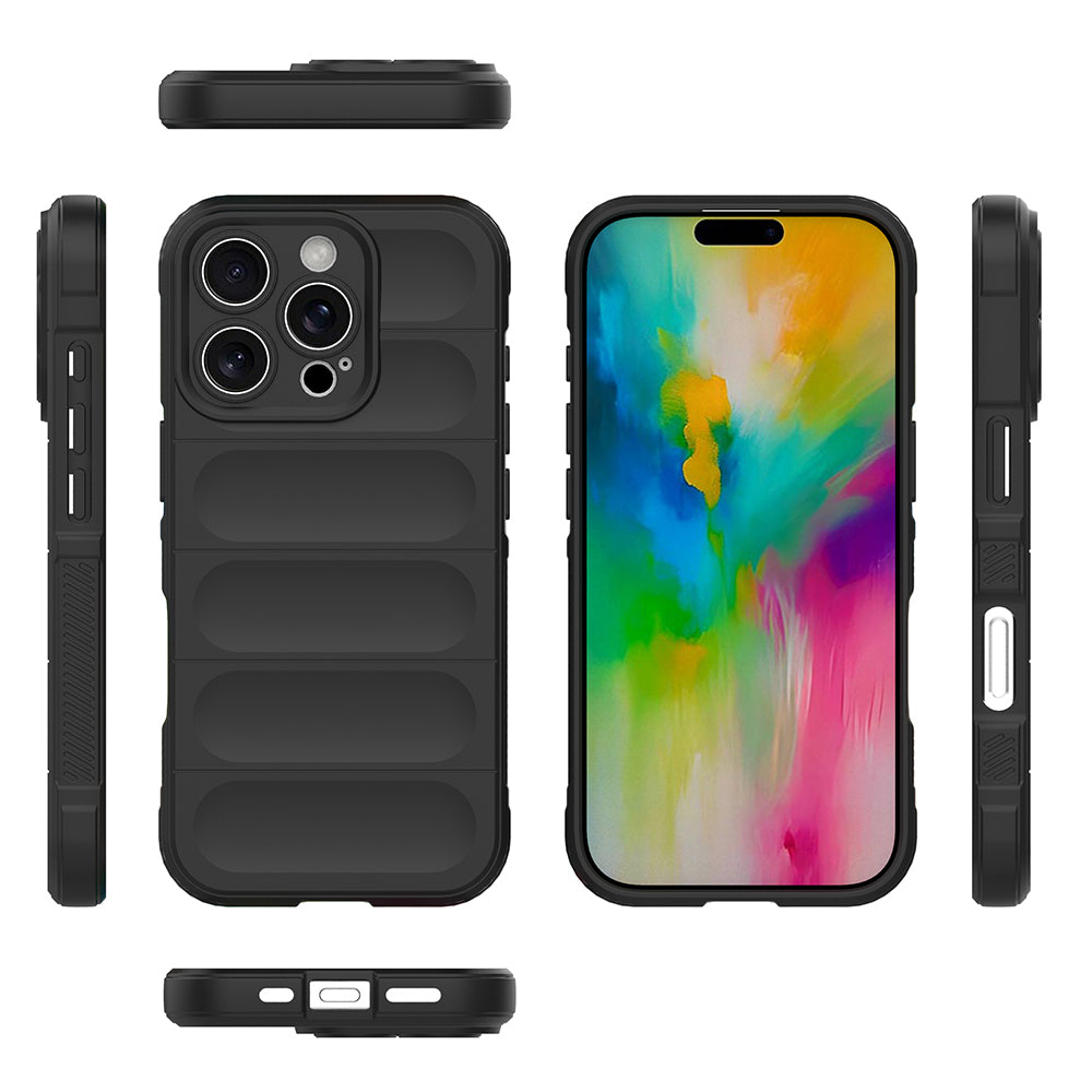 Apple iPhone 16 Pro Kılıf Esnek TPU Oyuklu Arka Yüzey Tasarımlı Zore Etnik Silikon Kapak Lacivert