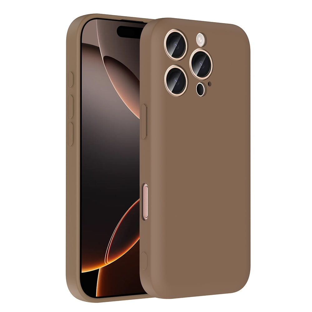 Apple iPhone 16 Pro Kılıf Kamera Korumalı Kartlık Hazneli Zore Vitra Kapak Kahverengi