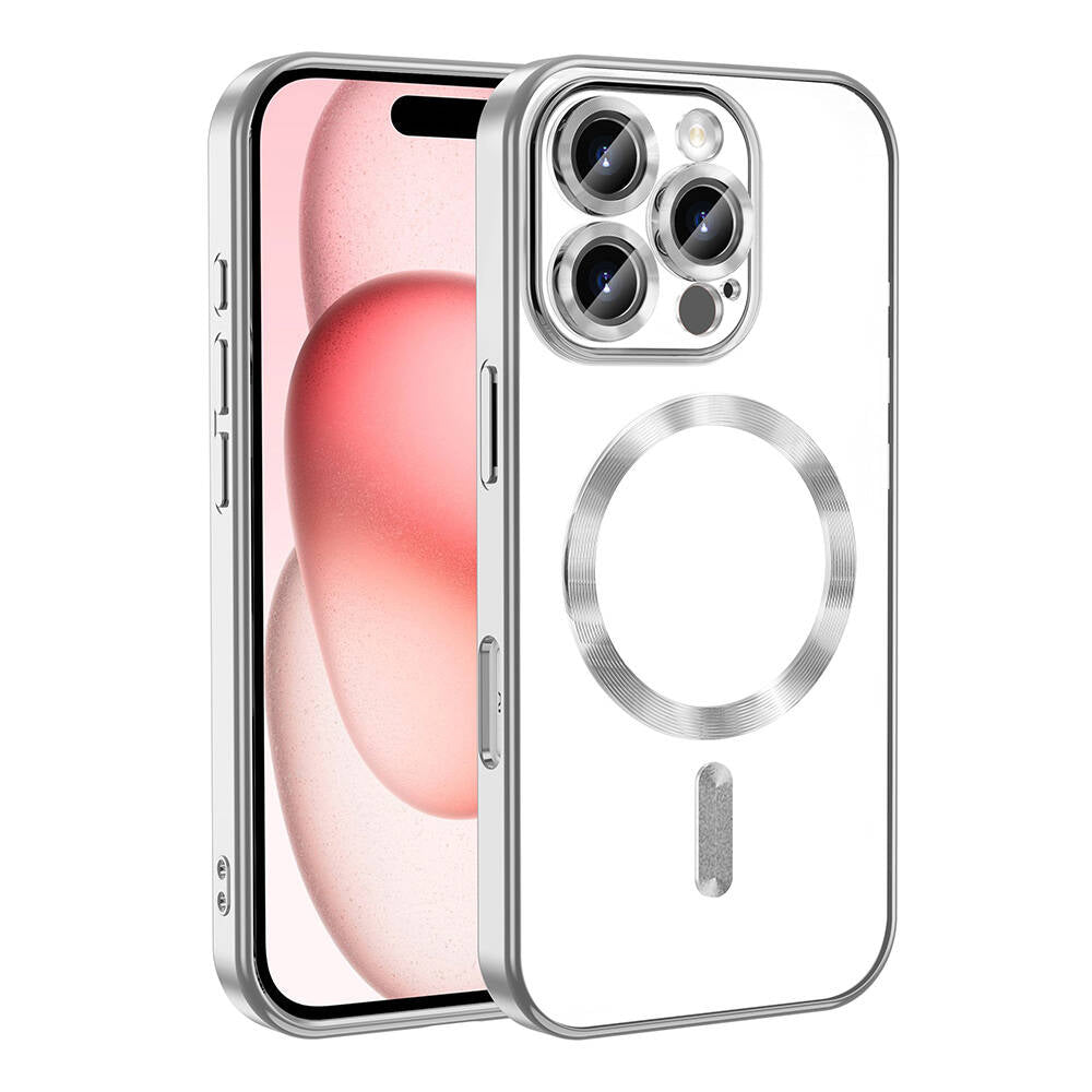 Apple iPhone 16 Pro Kılıf Kamera Korumalı M-safe Wireless Şarj Özellikli Zore Demre Kapak Titanyum