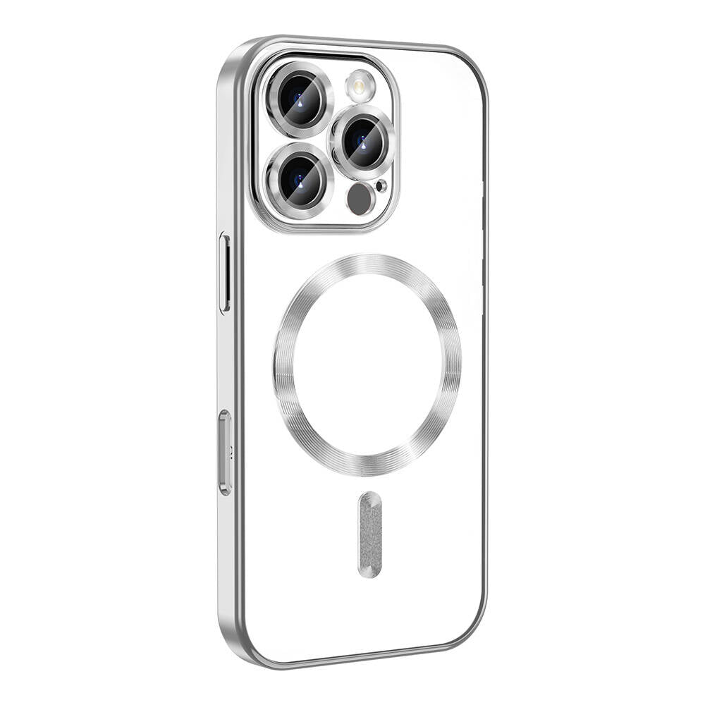 Apple iPhone 16 Pro Kılıf Kamera Korumalı M-safe Wireless Şarj Özellikli Zore Demre Kapak Titanyum