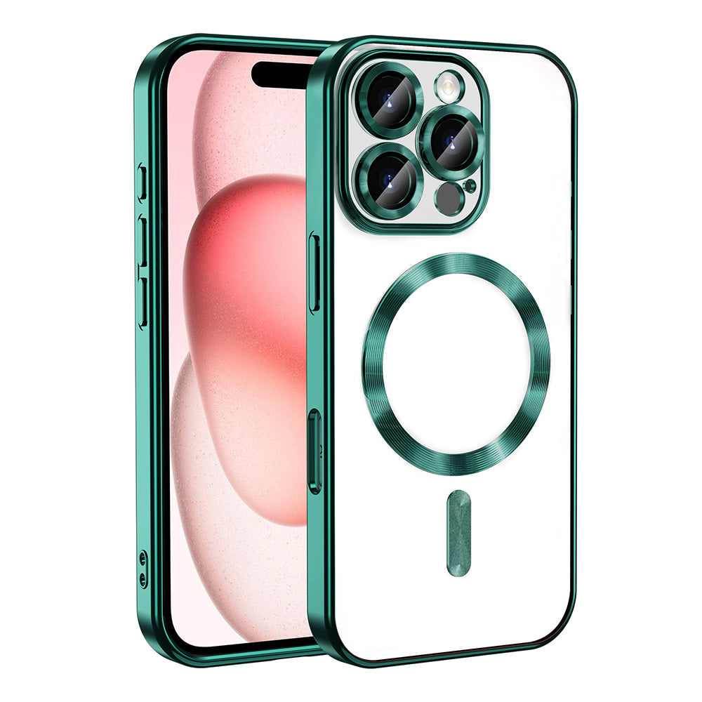 Apple iPhone 16 Pro Kılıf Kamera Korumalı M-safe Wireless Şarj Özellikli Zore Demre Kapak Koyu Yeşil