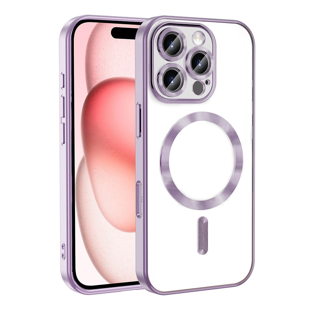 Apple iPhone 16 Pro Kılıf Kamera Korumalı M-safe Wireless Şarj Özellikli Zore Demre Kapak Lila