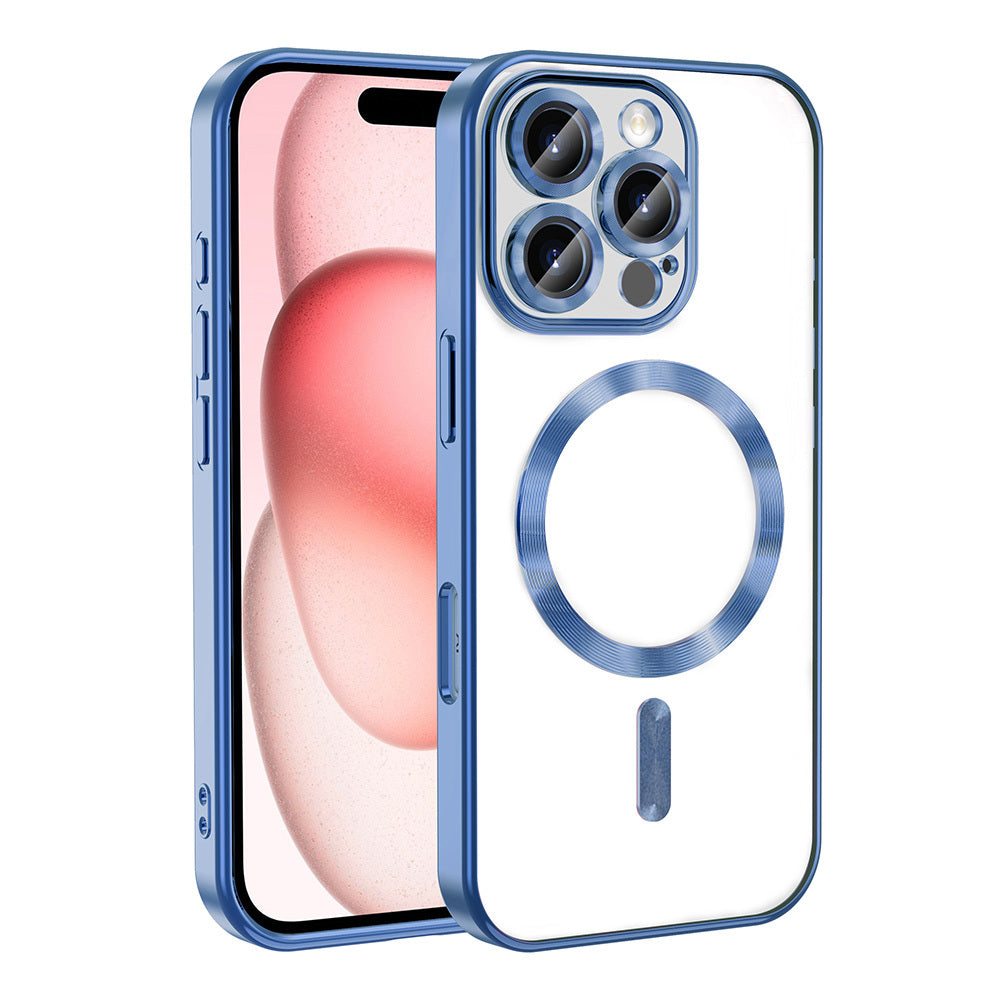 Apple iPhone 16 Pro Kılıf Kamera Korumalı M-safe Wireless Şarj Özellikli Zore Demre Kapak Sierra Mavi